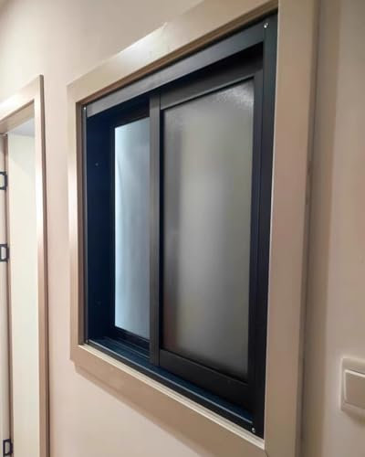 Ventana Ventana Corrediza de Popa con Posiciones de Bloqueo, Ventana Abatible Horizontal de Tamaño Personalizado con Montaje Empotrado, Vidrio Transparente de Alta Resistencia para Graneros(WxH 22x20i