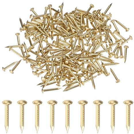 M METERXITY 200 Piezas De Clavos Pequeños De Latón, 1.2mm X 10mm Clavos De Precisión Mini Con Cabeza Redonda Para Madera/Manualidades/Decoración Del Hogar/Colgar Cuadros