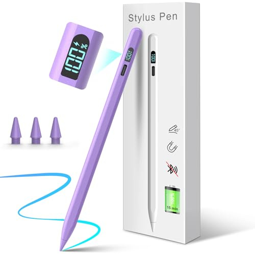 Stylus Pen for Ipad,Ipad Pencil for 2018-2025- I-pad Pen 3X Faster Charge/Work 11H with Palm Rejection/Tilt Sensitivity for i-Pad Pro 11/12.9/13'',10/9/8/7/6,Air 11/13'',3-5,Mini 5/6 (Purple)