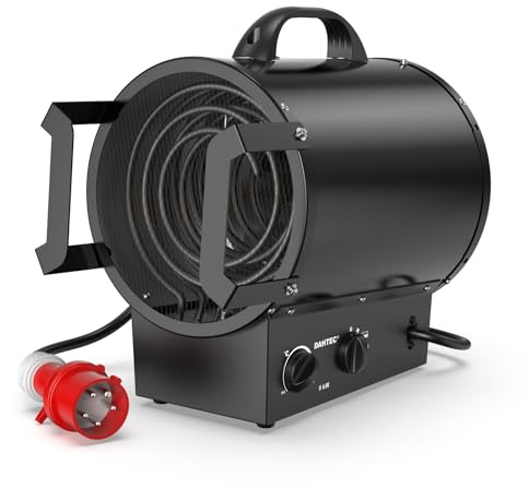 DAHTEC Termoventilatore 9000W - Stufetta Elettrica Portatile - Riscaldamento Industriale - Maniglia, Termostato e Protezione da Surriscaldamento (Nero)