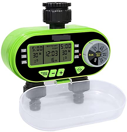 Two Outlet Garden Digital Electronic Water Timer Solenoid Valve Garden Irrigation Controller for Garden Yard(Groen)