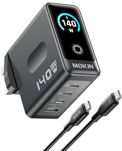 140W Max USB C Charger, GaN Laptop Charger PD3.1 PPS 4-Port Multi-Device Fast Charging,USB C Power Adapter,Intuitive Touch Controls, for MacBook, iPhone 16 Series, Samsung Galaxy, Pixel, and More