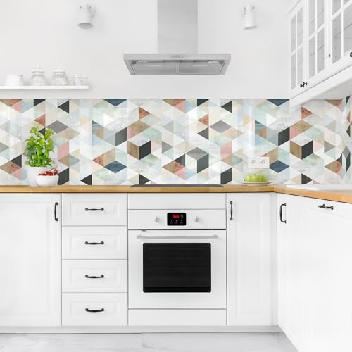 micasia Küchenrückwand selbstklebend Muster ohne Bohren fugenlos - Made in Germany - Mosaik Abstrakt matt Paneel pastell Küche Herd Spritzschutz 2207 (50x100cm)
