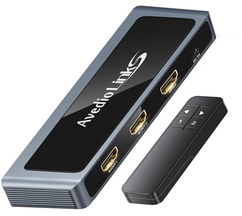 8K HDMI 2.1 Switch with Remote, 2-in-1-Out Bi-Directional Ultra HD 4K@120Hz HDMI Switcher, Supports 8K@60Hz, High-Speed 48Gbps, Compatible with PS5, Xbox Series X/S, Fire Stick and More (Black)