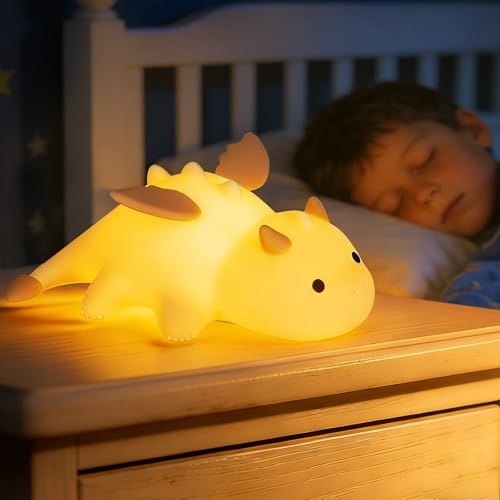 Dragon Nachtlicht Kinder, 1200mAh Touch-Steuerung Silikon Nachtlicht Baby mit Magnetfunktion & Dimmbar Timer, Cute Nachtlampe Kinderzimmer Deko, Geschenk für Baby Kinder Schlummerlicht Geschenk