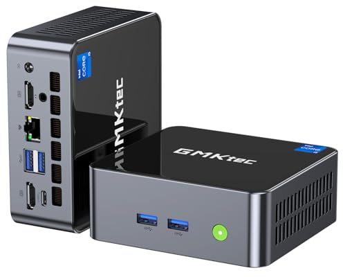 GMKtec Mini-PC Intel i5-12450H (Turbo 4,4 GHz) 16 GB (8x2) DDR4 3200 MHz 1 TB M.2 PCIe3.0 NVMe SSD Mini-Computer, USB 3.2/WiFi 6/BT5.2, 2,5G Ethernet/Type-C (DP/Daten)/HDMI*2/4K Desktop-PC