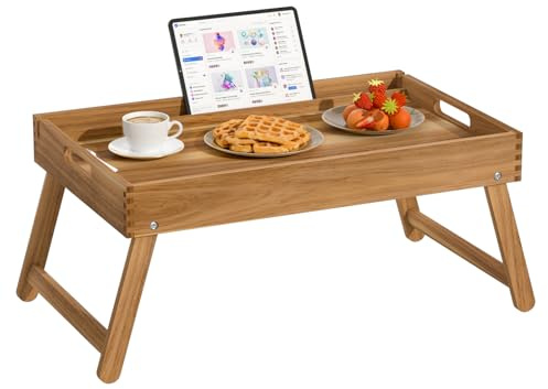 Acacia Wood Folding Bed Table Tray, Extra Large Breakfast in Bed Tray