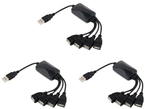 Deechate 3X 1 Male to 4 Female USB HUB Splitter Extend Cable USB 2.0 Extension Data Cable Power Adapter Socket Converter