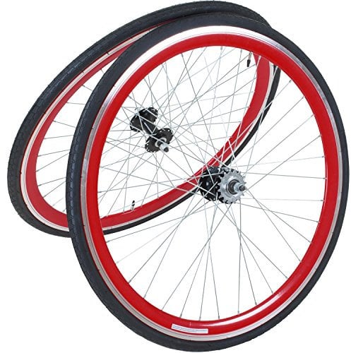 Galano Fixie Laufradsatz 700c Singlespeed Fixed Gear Laufräder Flip Flop Blade (rot/rot)