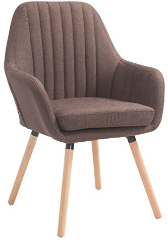 CLP Retrostuhl Florian Mit Hochwertiger Polsterung Und Stoffbezug I Esszimmerstuhl Mit Einer Sitzhöhe Von 49 cm, Farbe:braun, Gestell Farbe:Natur