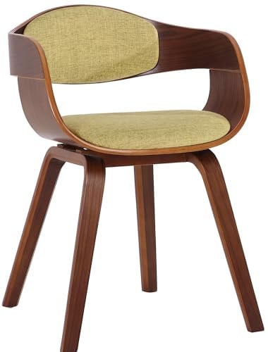 CLP Esszimmerstuhl ergonomisch Kingston,Lehnstuhl mit umlaufender Rückenlehne, Holzgestell belastbar bis 150 kg, Farbe:walnuss/hellgrün