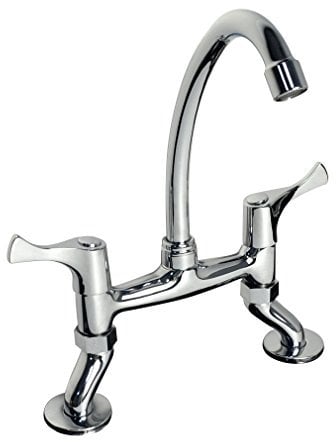 PHASAT Renaissance Retro Mélangeur Cuisine Évier Deux Poignée du Pont Laiton Robinet Mitigeur d'évier Double Poignées de Cuisine Robinet HN100