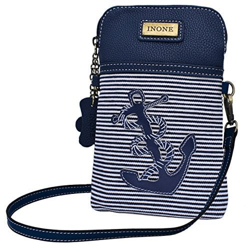 Anchor Crossbody Tasche nautische iPhone Handy börse Tasche PU Leder Canvas Handtasche für Smartphone Kreditkarte Reisepass Schlüssel