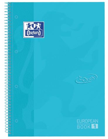 Oxford A4 European Book 1, kariert, 160 Seiten mit farbigen Rändern, Touch Hardcover, mit Whiteboard, pastell blau