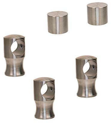 2 Endkappen und 3 Seilträger Edelstahl matt für 30mm Handlaufseil
