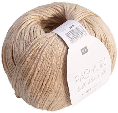 Rico Fashion Silk blend dk Fb. 015 beige, edles Garn aus Seide & Baumwolle zum Stricken & Häkeln, Wolle mit Seide zum Stricken