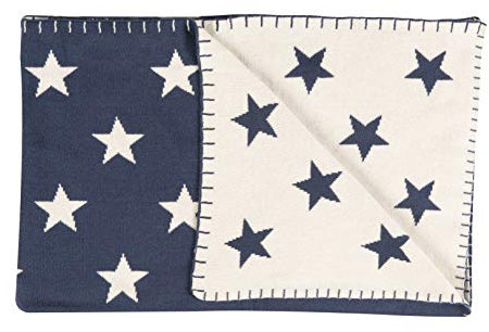 Schardt - Kuscheldecke Big Star Dunkelblau - Flauschige Babykuscheldecke aus 100% Baumwolle - Vielseitig verwendbare Babydecke - Zum Schlafen, Spielen, Kuscheln - Als Decke für unterwegs - 95×120 cm