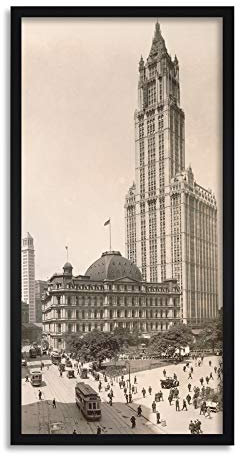 Artery8 New York Woolworth Building Street Scene Vintage Photo Framed Wall Art Print Long 25X12 Inch Straße Szene Jahrgang Fotografieren Wand