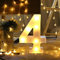 Guijiyi LED Zahlen Lampe Nummer Beleuchtete Ziffern 0 1 2 3 4 5 6 7 8 9,Warm Weiße Lichter Dekoration Lichter Festzelt Licht, Led dekoration für Geburtstag Party Hochzeit & Urlaub Haus Bar (4)
