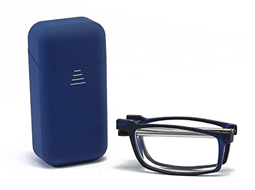 KoKoBin Pieghevole Anti Luce Blu Occhiali da Lettura Per uomo e donna con fionda specchio telescopico gambe con una scatola portatile Per viaggiare (blu, 1.0)