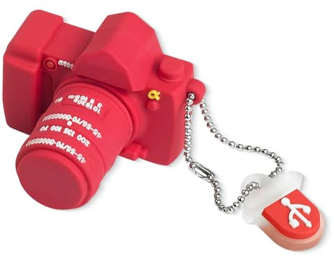 BorlterClamp 32GB USB Flash Drive Novelty Camera Shaped Memory Stick Cute Thumb Drives (Rose Red)