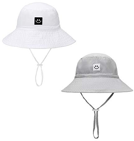 HSYZZY Baby Sonnenhut Smiley-Muster Kleinkinder Fischerhut ​UV Schutz UPF 50+