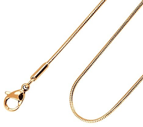 555Jewelry 1.2mm Stainless Steel Snake Chain Necklace for Men & Women, Classic Simple Thin Delicate Chain (Rose Gold, 18)
