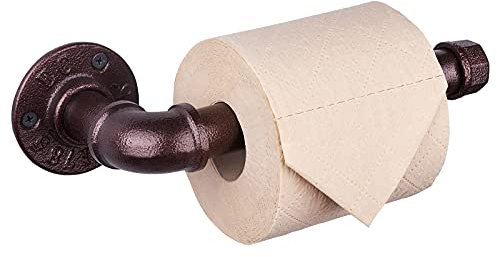 Livabber Industrial Pipe Toilet Paper Holder - Vintage Style DIY Wall Mount Roll Tissue Towel Holder for Bathroom Living Room and Kitchen (9, Bronze)