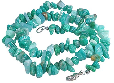 Lebensquelle Plus Amazonit Splitterkette | 45 cm lang | Hochwertige Edelstein Kette mit Verschluss
