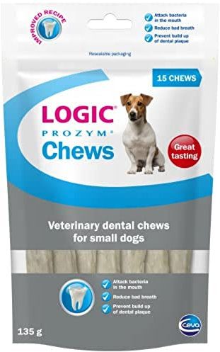 Logic Prozym Dental Chews for Dogs and Puppies Over 6 Months | Small Dog & Puppy | Tooth Care | Low Calorie | 15 Chews