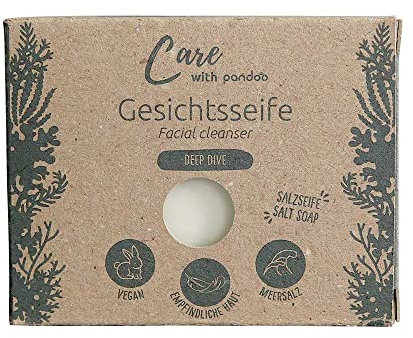 pandoo Gesichtsseife | natürliche Salzseife Deep Dive 100g | Feste Seife für Männer & Frauen | Plastikfrei und Vegan