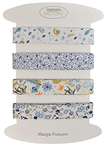 Set von 4 bedrucktes Baumwoll schrägband - Mehrere Farben erhältlich - Set von sehr guter Qualität - 2 Meter pro Farbe - 100% Baumwolle. (Set A)