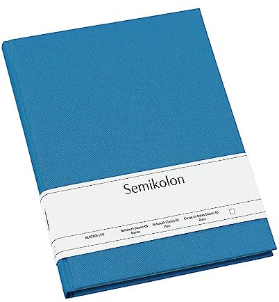 Semikolon 364706 Notizbuch Classic B5 blanko - 176 Seiten, cremeweißes Papier - Lesezeichen - azzurro blau