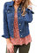 Roskiky Veste en jean, extensible, style camionneur, à manches longues, avec poche, pour femme, M