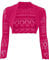 JJ CLOTHING Women's Long Sleeve Crochet Bolero Shrug Plain Cropped Knitted Open Cardigan (Fuchsia, M/L)