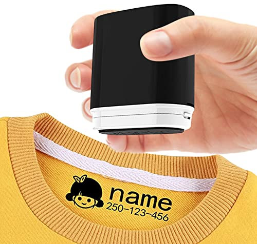 Namenstempel Für Kleidung Wasserfest Namensstempel Kinder Textil Personalisierter Namensstempel Kinder Kindergarten Namen Stempel (BY005-BLACK)