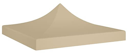 Suiwen Toit de Tente Toit de Tente de Réception Auvent de Remplacement Toile de Tonnelle Toit de Tente de réception 3x3 m Beige 270 g/m²