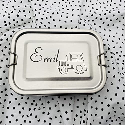 Brotdose personalisiert Traktor Edelstahl Brotbox