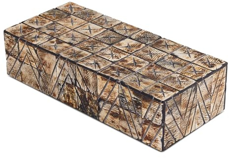 Handicrafts Home Decorative Storage Box with Lid for Home, Coffee Table & Bookshelf, Keepsake & Memory Organizer, Remote Holder, Trinket Box, Boho & Vintage Accent Decor, KEPT PARADOX, 10X4.5X2.5