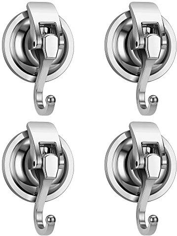 QZDAFFIC 4 PCS Saugnapf Haken, Vakuum Selbstklebende haken mit Max 10KG, Wasserdichte Starke Saugnäpfe mit Haken für Bad, Küche, Fenster, Kranz (Silber)