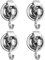 QZDAFFIC 4 PCS Saugnapf Haken, Vakuum Selbstklebende haken mit Max 10KG, Wasserdichte Starke Saugnäpfe mit Haken für Bad, Küche, Fenster, Kranz (Silber)