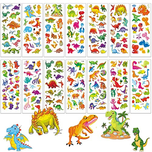 3D Aufkleber Kinder,14 Blätter Dinosaurier Sticker für kinder & Kleinkinder,Niedliche Geschwollen Dino Stickers Set für Jungen Mädchen Belohnungssticker Party Kindergeburtstag Gastgeschenke Mitgebsel