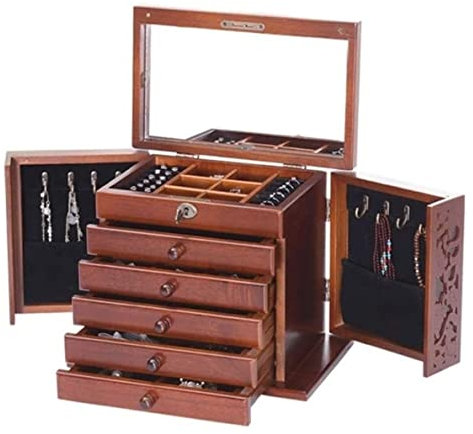 Schmuckkasten Schmuckbox Schmuckschatulle Aus Holz Mit Schloss Im Chinesischen Stil Schmuckschatullen Armband Halskette Ohrringe Ring Aufbewahrungsbox Schmuckaufbewahrung Schmuckkästchen Schmuckschatu