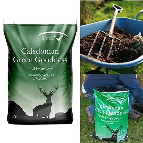 Green Goodness' Peat Free Compost 40L Bag - Produced Environmentally Friendly by Caledonian Horticulture - Ideal for Bulbs, Shrubs, Fruit and Vegetables