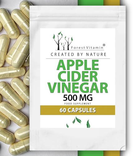 APFELESSIG - Forest Vitamin - Apple Cider Vinegar 500mg - 60 Kapseln - Apfelweinessig - Gewichtsmanagement - Gesundheit & Schönheit