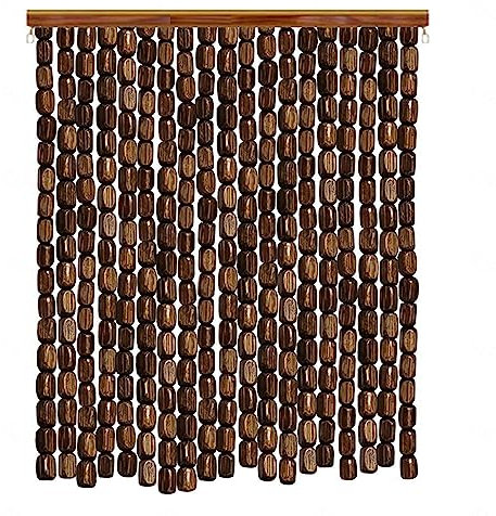 Rideaux De Perles Suspendus,Rideaux De Perles en Bois De Bambou Naturel,Rideau De Porte Perles Brins,Panneaux De Anti Mouche,Faits À La Main,Pour Patio, Cuisine, Balcon,W×H-100strands(100×150cm)