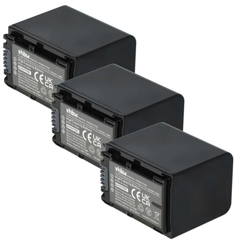vhbw 3X Akku kompatibel mit Sony FDR-AX33, FDR-AX100E, FDR-AX43, FDR-AX53 Videokamera Camcorder (1300 mAh, 7,2 V, Li-Ion) + Infochip