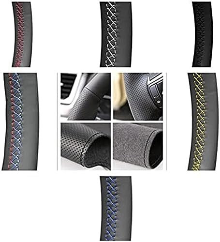 Schwarzes Leder-Auto-Lenkradbezug, für BMW E46 318i 325i 330ci E39 X5 E53 Z3 E36 7 E36 8 Coupe Touring, rote und Blaue Linie