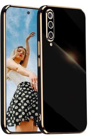 Kaywzo Hülle für Xiaomi Mi 9,TPU Galvanisiertes Stoßfeste Handyhülle,Glänzend Spiegel Kratzfeste Schutzhülle,Ultra Dünn Silikon Cover Case,Schwarz