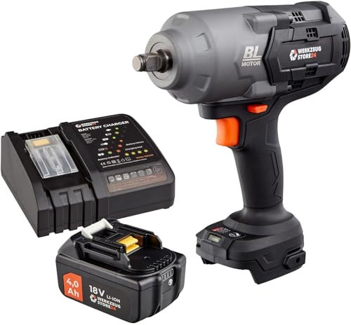 WS24 Akku Schlagschrauber 18V, 1/2 Zoll Aufnahme, bürstenloser Motor mit 950NM Drehmoment, inkl. 4Ah 18V Akku und Schnellladegerät